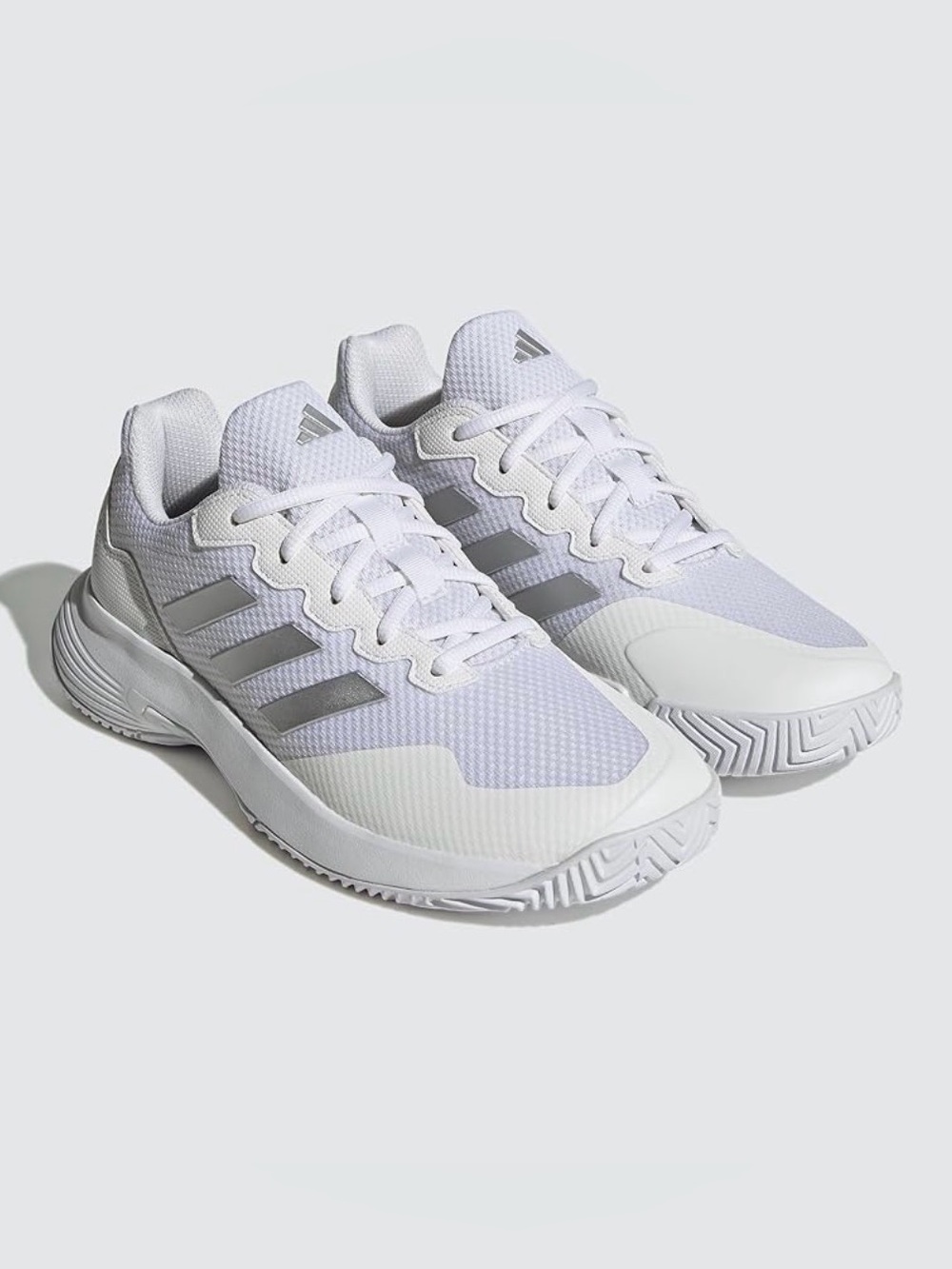 Adidas GameCourt Women’s Tennis Shoes – Size 9 – White/Silver – Original Box Inc